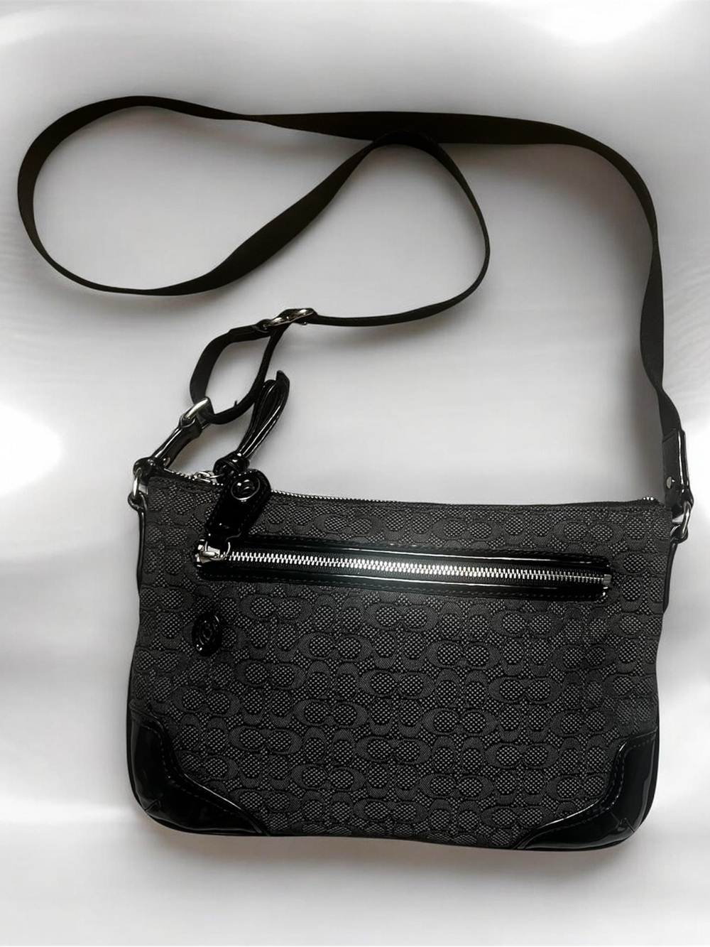 Coach Black Signature Jacquard Crossbody Bag - Picture 2 of 9